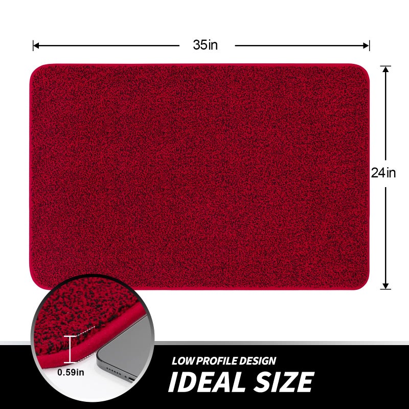 LINLA Indoor Doormat, Super Absorbs Mud Mat, Washable Non-Slip Rubber Clean Mat for Doorways Inside Dirt Trapper Mats Shoes Scraper, 24x35 Inches Red and Black Mixed Color - Image 4
